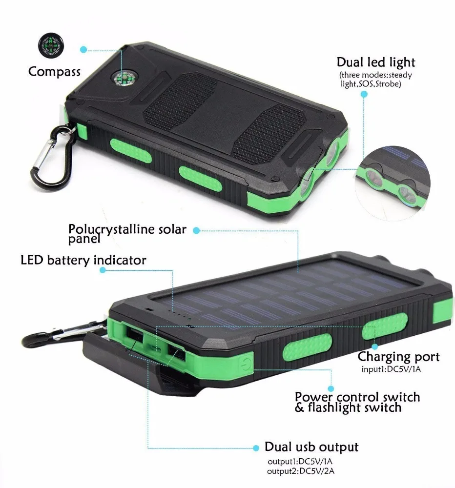 USA Free Shipping China Bulk Site Consumer Shopping Website mini solar Power Bank 8000mah