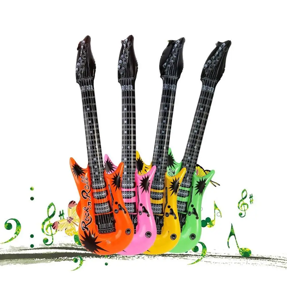 Rock Star Inflatable Guitar Set for Kids Party Accessories Inflatable Toys Waterproof Assorted Colors Party Decoration