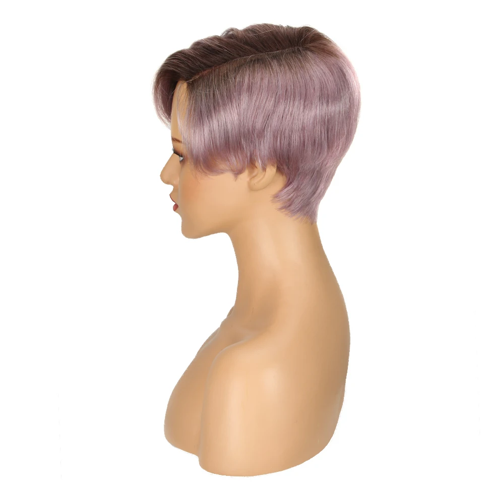 
Wholesale Cute Short Bob Hairstyles toupee Part Lace wigs for black women Bob Wig With Bang Remy Human Hair Wigs Ombre Pixie 