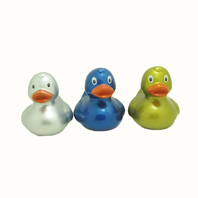 Custom  Plastic PVC Vinyl Bath toy with Logo Printed floating black bath rubber black duck with golden beak for kids