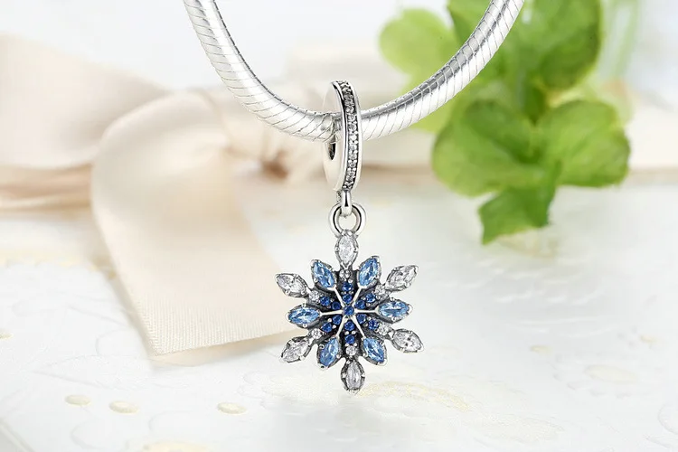
Hot products snowflake necklace earrings pendant blue cz silver 925 set jewelry set women 