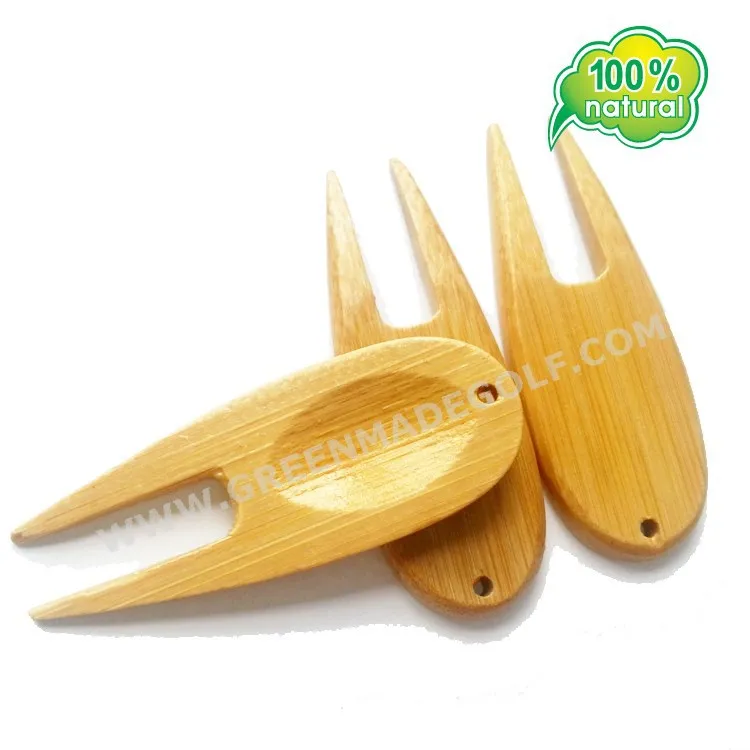Bamboo Golf Divot Repair Tool, natural bamboo pitchfork wholesale