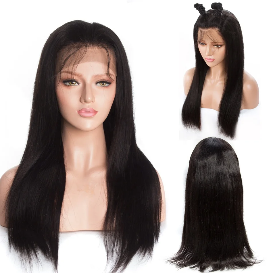 360 Transparent Glueless HD Human Hair Extensions Lace Front Wigs,Straight 360 Frontal Full Lace Human Hair Wig for Black Women