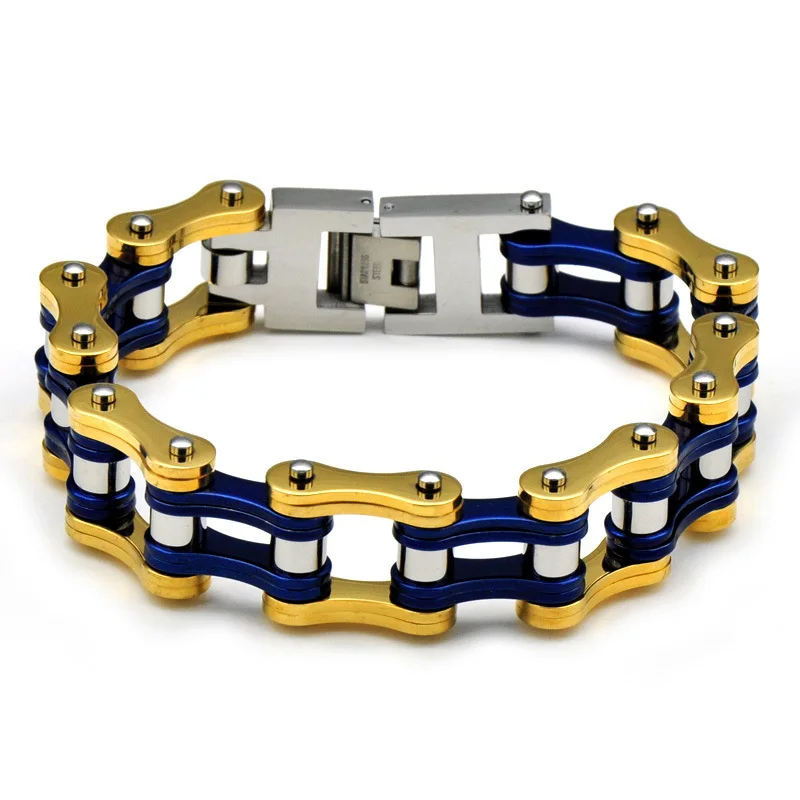 Custom Stainless Steel Rock Punk Bicycle Motorcycle Chain Bracelet