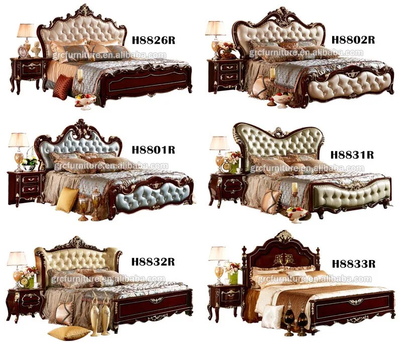 H8830R indian royal style furniture antique gold bedroom sets american design