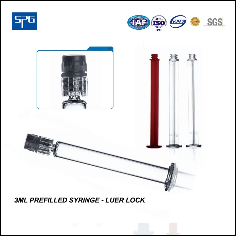 1ml prefilled long glass syringe with needle/luer lock/tip cap