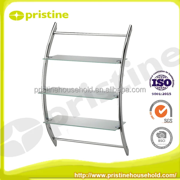 OEM home wholesale Taiwan household storage Furniture Manufacturer Wall Mounted Bathroom glass shelves lowes
