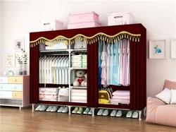 simple Design Cloth Wardrobe Portable Folding Fabric Cover 25mm Steel Tube Large size Plastic parts Box packing C233