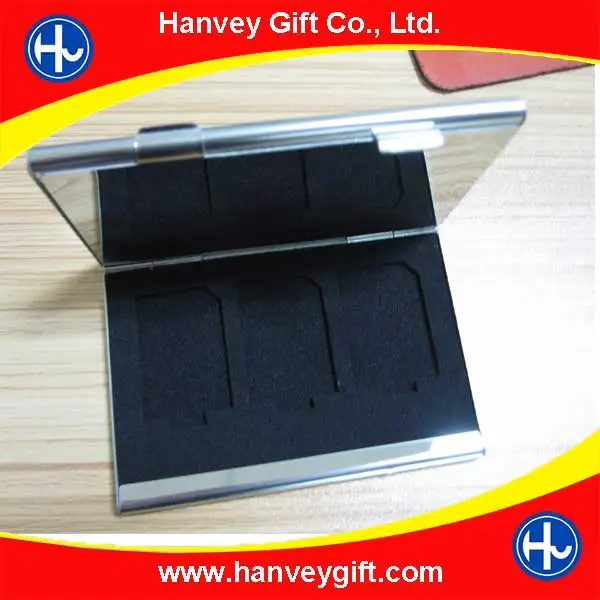 Factory price wholesale business custom metal aluminum micro nano sim SD card holder/cardscase