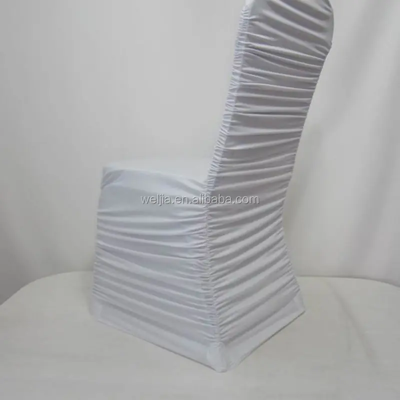 WELCC2 WELJIA White Fancy Ruffled Stretch Hotel Wedding Decoration Chair Cover for Events Wedding Chair