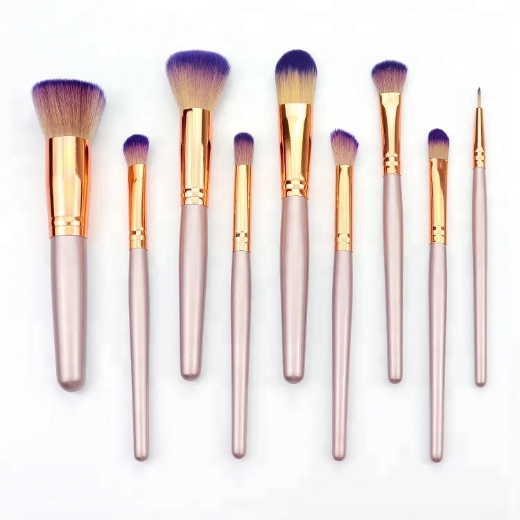 
Wolessale Professional Private Label Eye Shadow Face Foundation Cosmetic 9 pieces Makeup Brush Set 