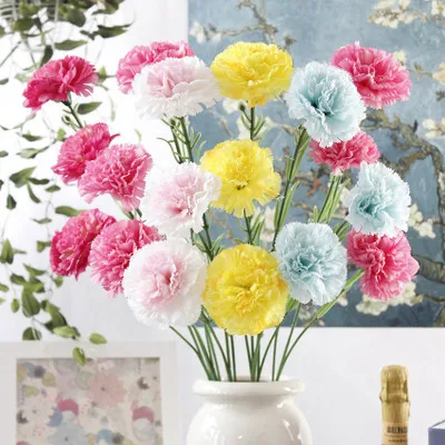 YI WU ZERO High Quality Real Touch Hot Sale Simulation Flower Silk Carnation Artificial Flower For Home Wedding Party Decoration