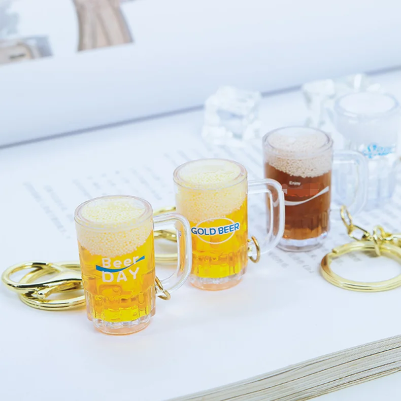 creative  New beer  oil  Sprite  mini cup bag hanging keychain keyring