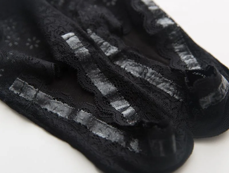 Wholesale Summer women Silica Gel Lace Boat Socks Invisible Cotton Anti-Slip Women Lace Socks