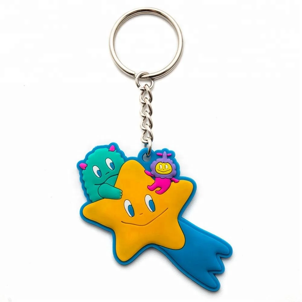 Custom logo cute monster star noodles pvc keychain
