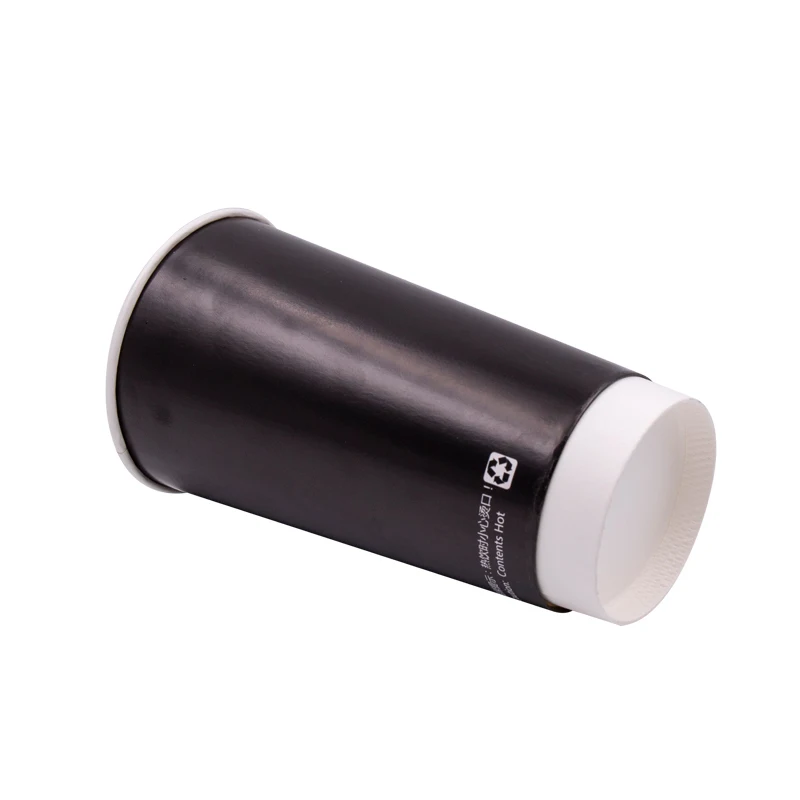 
Custom Print Double Wall Insulated Black Coffee Drinking Paepr Cup with Lid for Hot Drink 