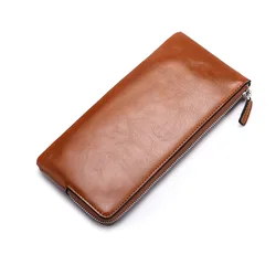 Hot Sale Eco Friendly Custom Zipper Long Pu Leather Men Slim Card Holder Rfid Wallet