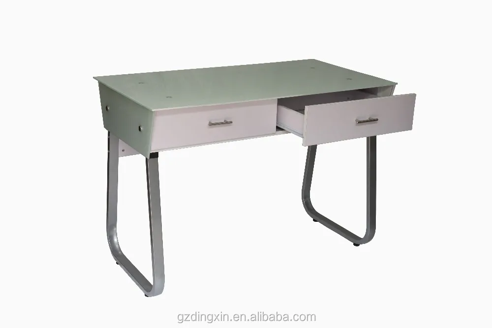 Metal glass computer desk with two drawers computer table make red two drawer office desk (DX-A108)