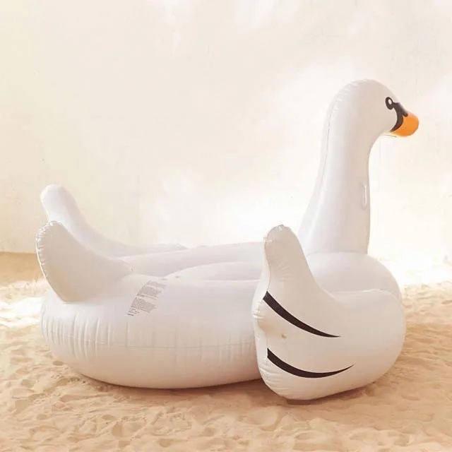 Eco-friendly PVC Round Mouth White Swan Pool Float/Green Life water game toys Inflatable Float/inflatable toy