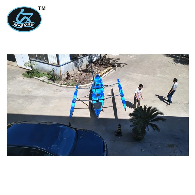 16ft exxonmobil lldpe&plastic double foot propel pedal drive sailboat&canoe&kayak with dacron sail and outrigger accessories