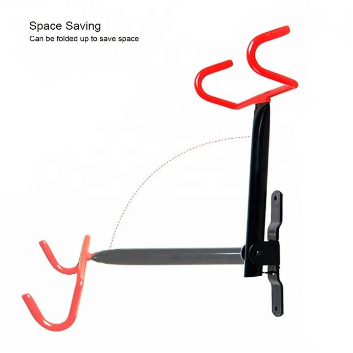 Home Bike Hanger Wall Mount Double Bicycle Rack Wall Hook Flip-Up Bike Holder Stand Storage System for Garage and Shed