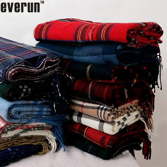 Magic Green Decorative Travel 100% Acrylic Yarn Dyed Rome Square Woven Tartan Plaid Throw Blanket