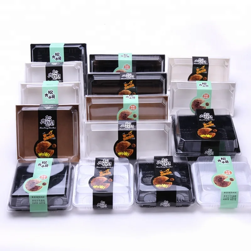 Wholesale Disposable Custom Printed Square Plastic Food Sushi Packaging Box with Plastic Lid