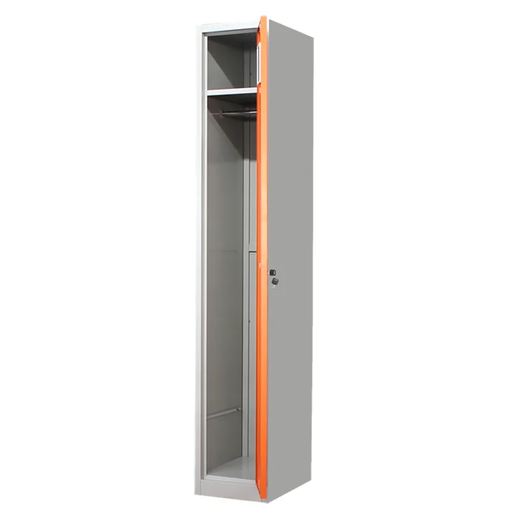 Knock Down Clothes Single Door Steel Locker Cabinet Wardrobe Cupboard