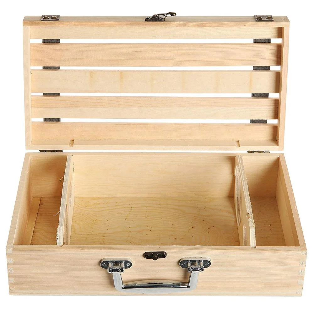 
IBEI Handmade Artisan Vineyard Design Natural Pine Wood Crate for Two red Wine Bottles Storage Gift Box Carrying Display Case 