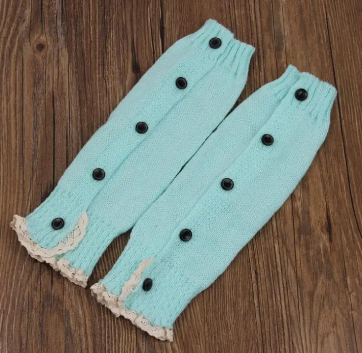 Однотонные Детские гетры на пуговицах с кружевом для девочек