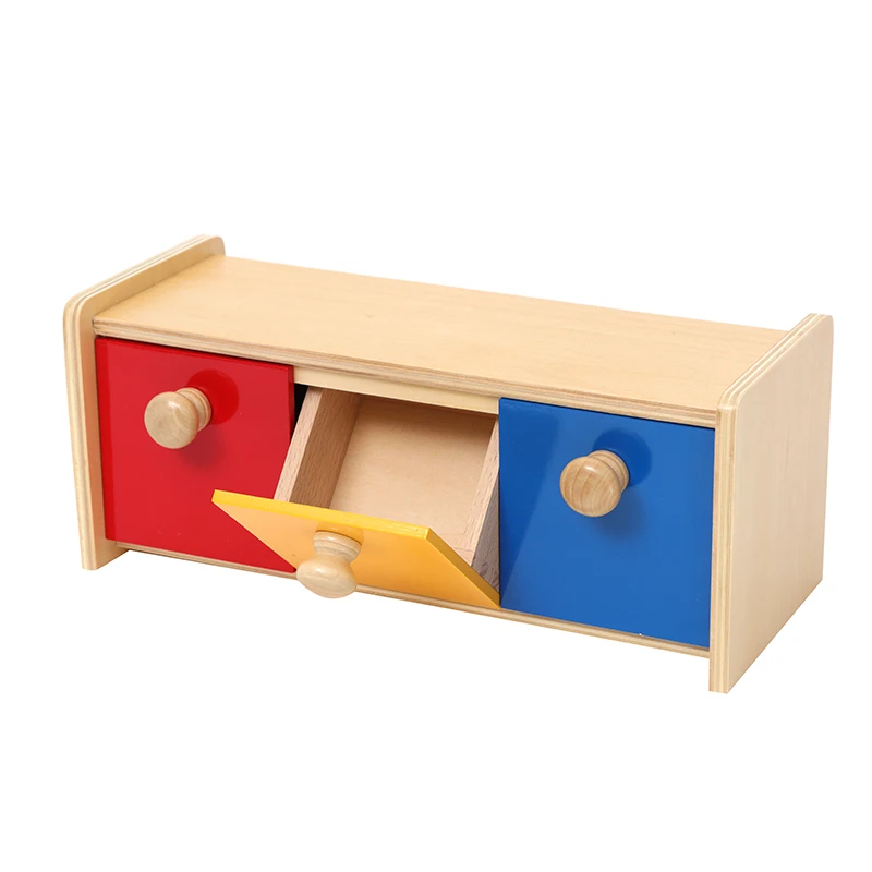 Wooden Montessori teaching Aids learning Materials for kids set three colors moving box