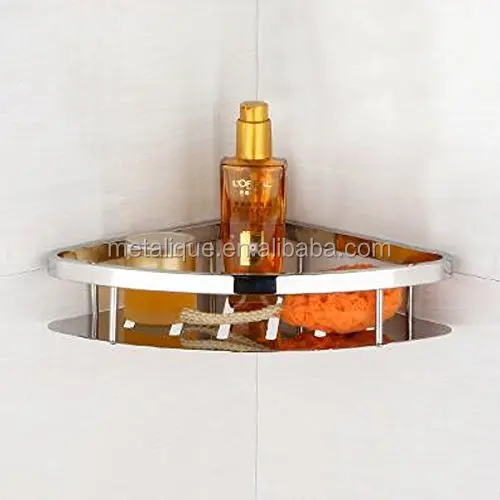 
Metalique 304 Stainless Steel Mirror Polished Shower Caddy Bathroom Shelf, Wall Mounted Rustproof Corner Basket 