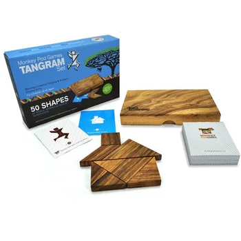 Custom colorful tangram pieces set puzzle educational toy wooden magnetic game for children
