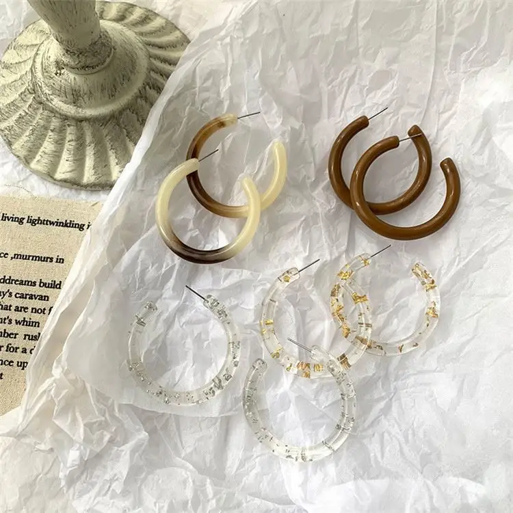 
Fashion New Fashion Acetate Geometric Hoop Earrings Jewelry Tortoise Shell Stud Earring For Women 