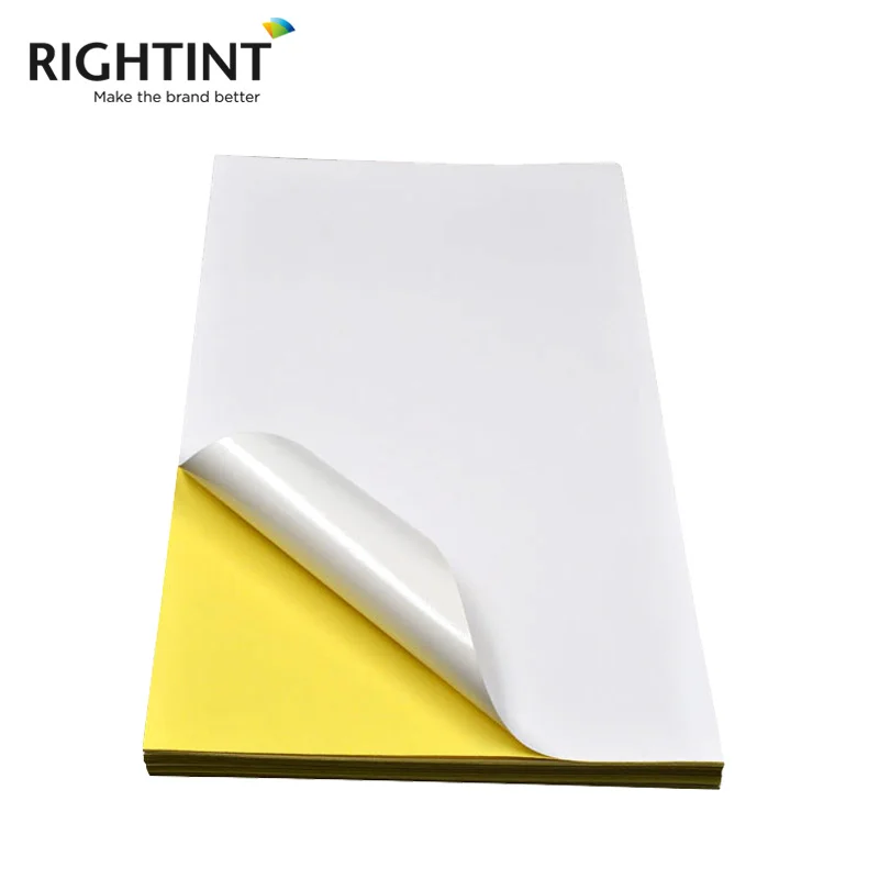 China Supplier Best 80 gsm White Mirror Coated Sticker Paper With Yellow Release Paper