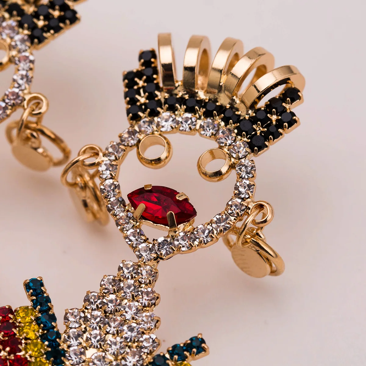 180902609 luxury long crystal tassel earrings wholesale statement earrings rhinestone dangle face  earrings for prom