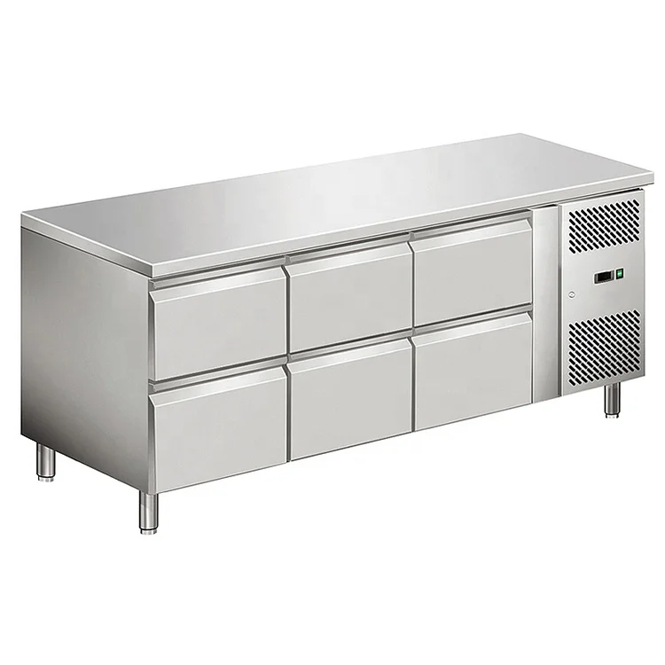 Professional refrigeration Counter Top Stainless Steel Kitchen Refrigerator Under Bar Fridge