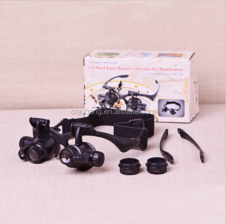 Magnifier Eye Glasses with Loupe Lens Jeweler Watch Repair LED Light / jeweler watch repair magnifying glasses