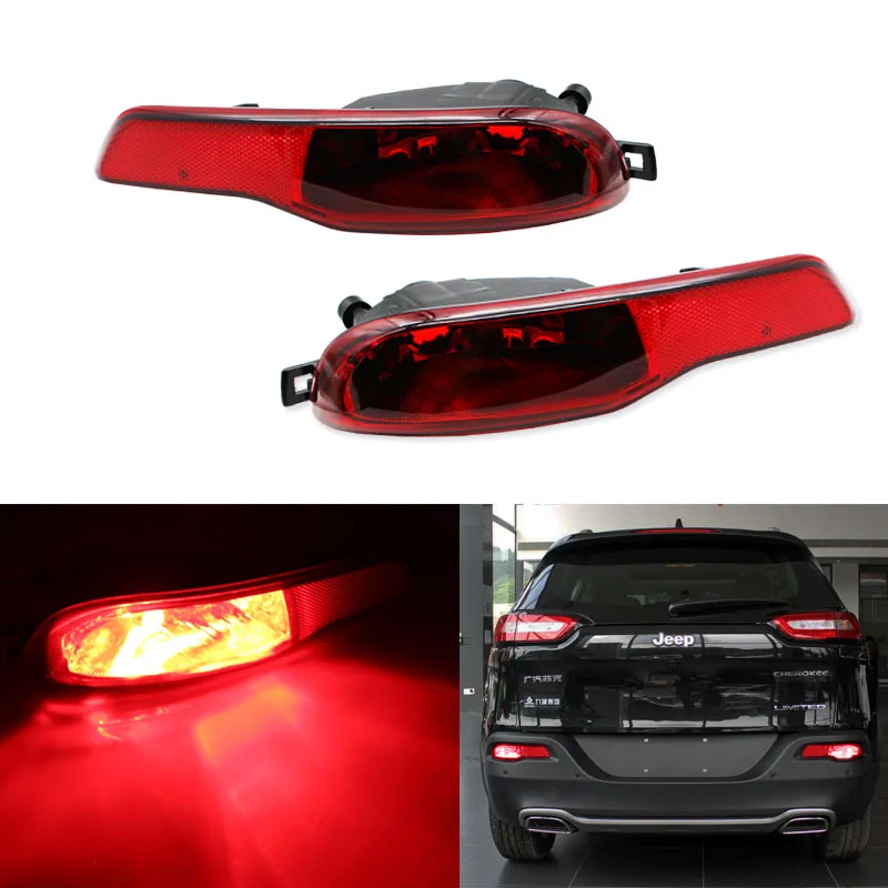 Полный комплект светодиодных задних противотуманных фар с красными светодиодными лампами высокой мощности в сборе задняя противотуманная фара проволочные кольца для Jeep Cherokee (KL)