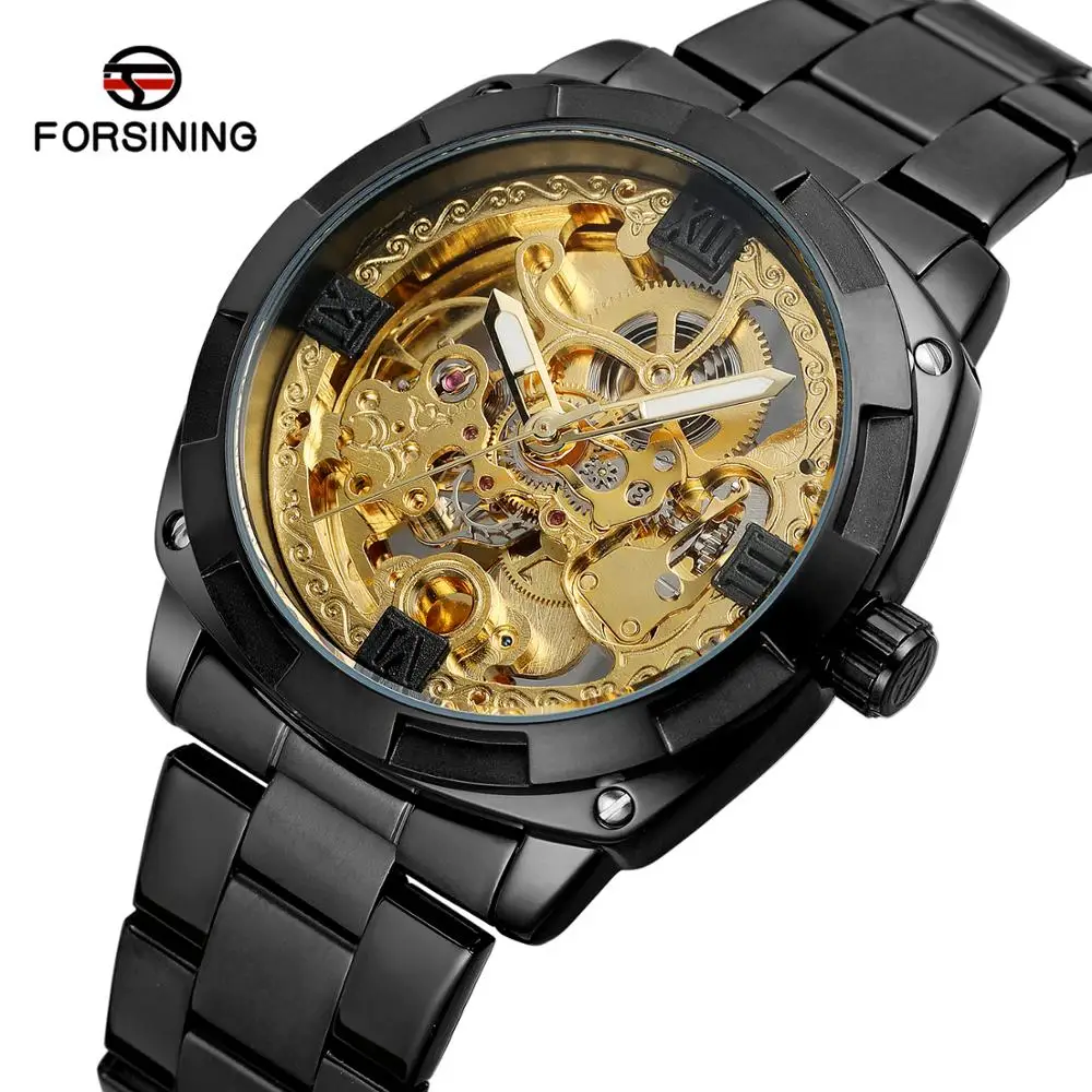 FORSINING chinese wholesale watches mechanical automatic mens luxury stainless steel custom logo wrist watch