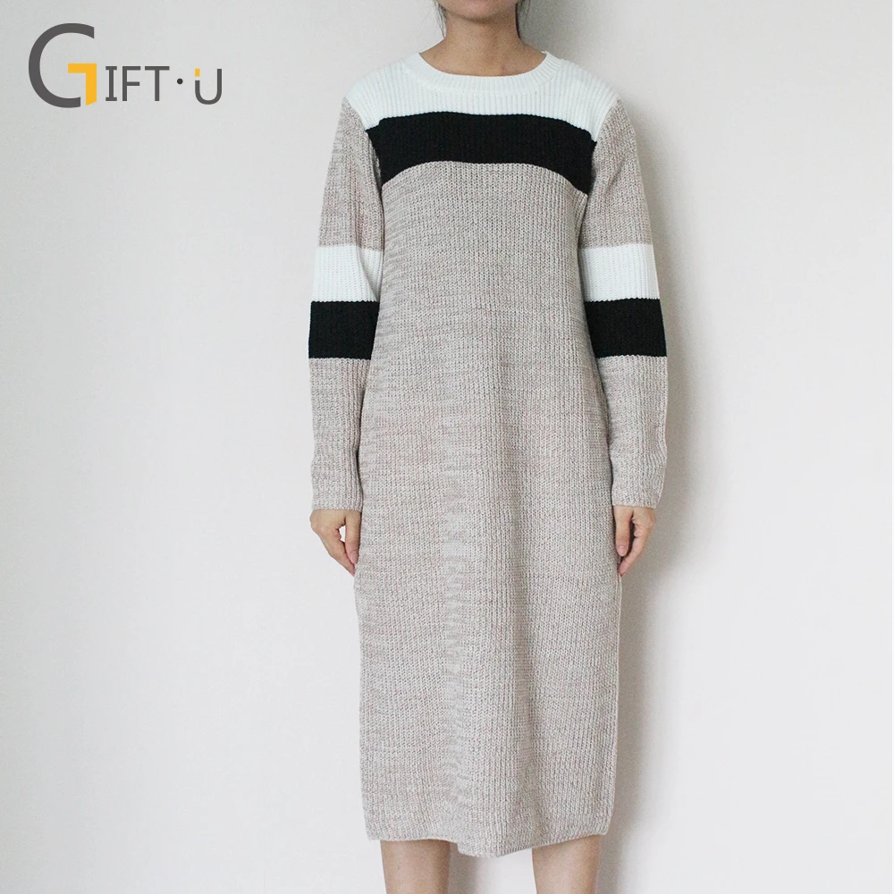 
Giftu 86102# Hot Selling Long Loose Pullover Wool Sweater Woman 