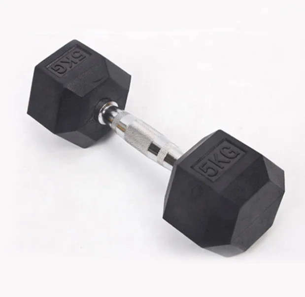 Body-Solid Rubber Encased rubber coated cast iron hex dumbbell set
