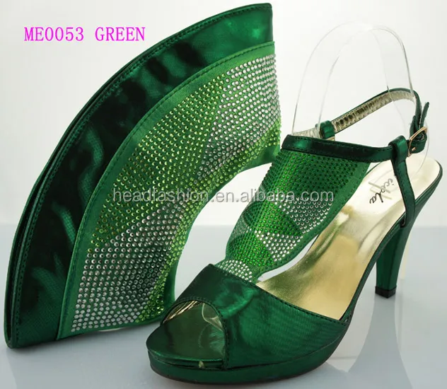 ME0053--- GREEN New coming Fashion style Italian Matching Shoe and Bag Set for wholesale