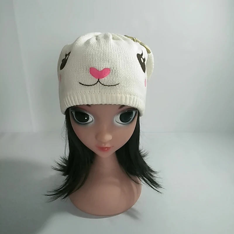 Factory price cute children knitted hats funny hats with long animal ear