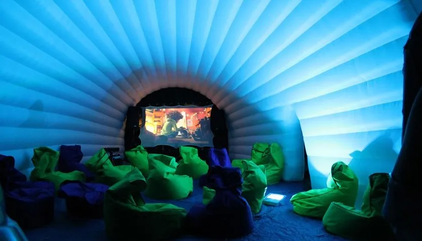 LED decoration cinema screen inside inflatable party dome tent for rental