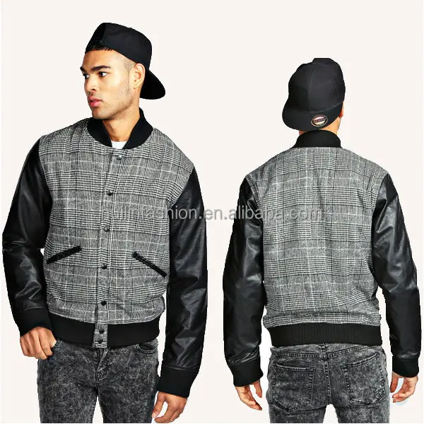 wholesale clothes turkey istanbul 2015 hot sale men bomber jacket leather sleeve contrast jackets men