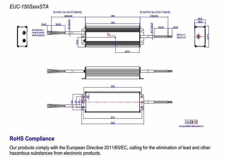 Inventronics 75W-150Watts 150W LED Driver IP67 Waterproof 530mA-4200mA 18-283Vdc LED Power Supply 0-10 DIY Dimmer Controller