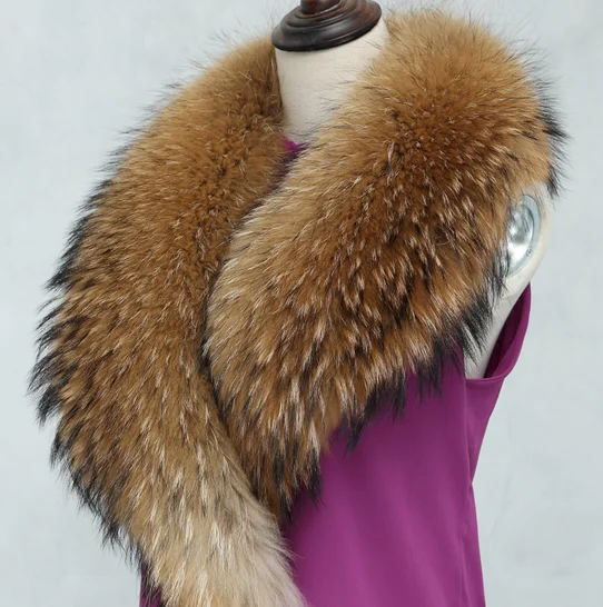 Factory Price Fur Trimming/Real Racoon Fur Natural Raccoon Large Fur Collar