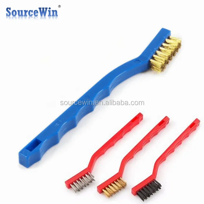 Industry Rust Cleaning 9 inch Stainless Steel Wire Brushes With Contour Plastic Handle