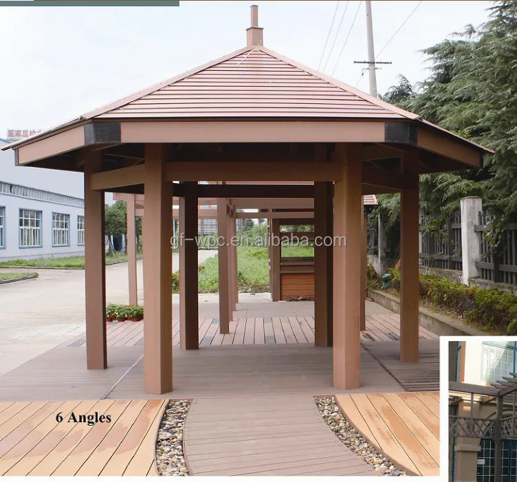 Hot-sale easily-installed Wood plastic composite 6 angles pavilion